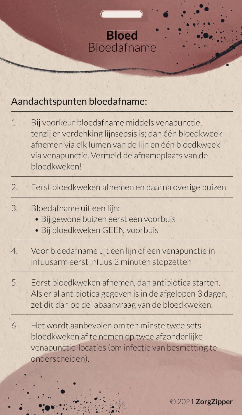 Bloed: bloedafname, achterkant