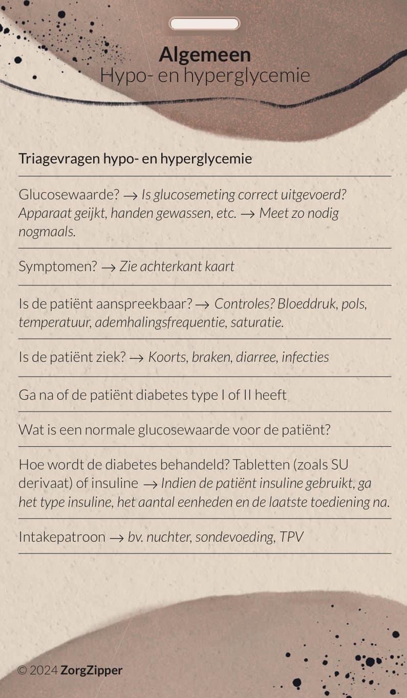 Algemeen: hypo- en hyperglycemie, achterkant