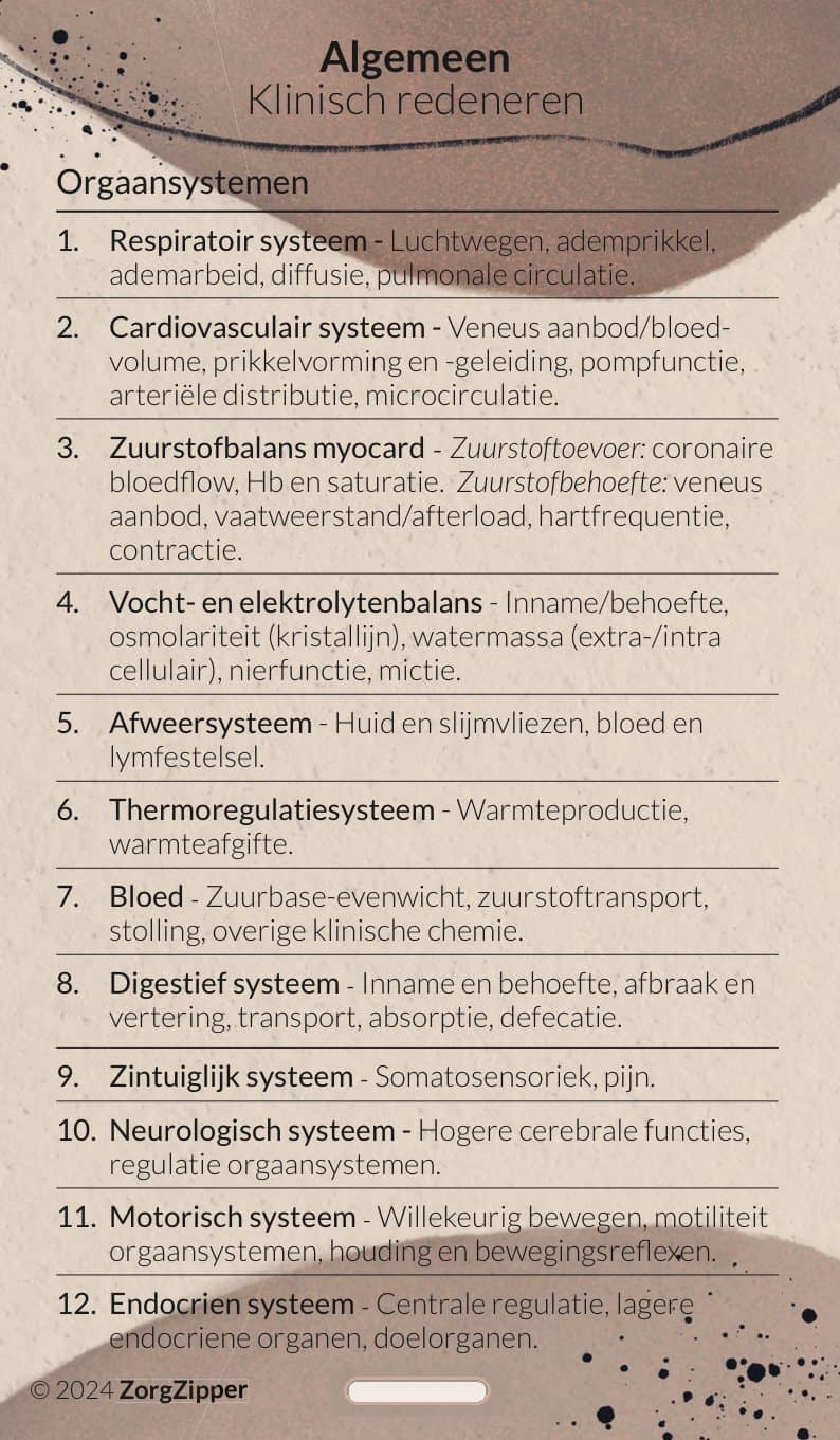 Algemeen: klinisch redeneren, achterkant