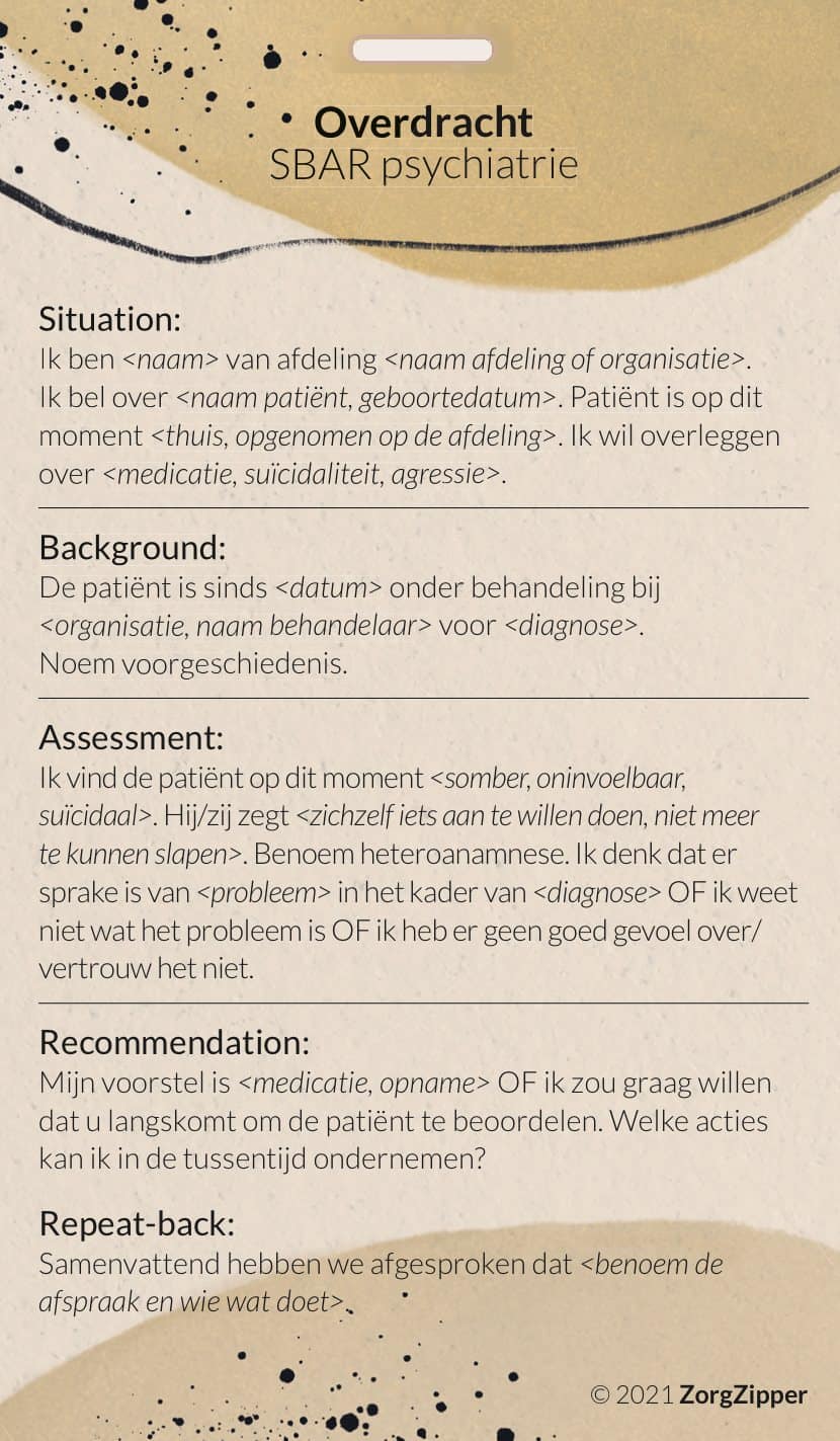 Overdracht: SBAR, achterkant