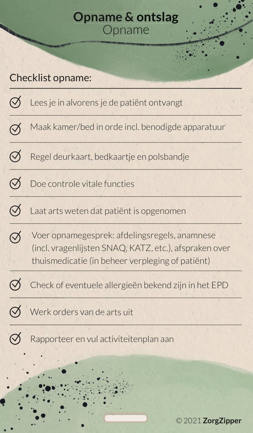 Opname- en ontslagchecklist