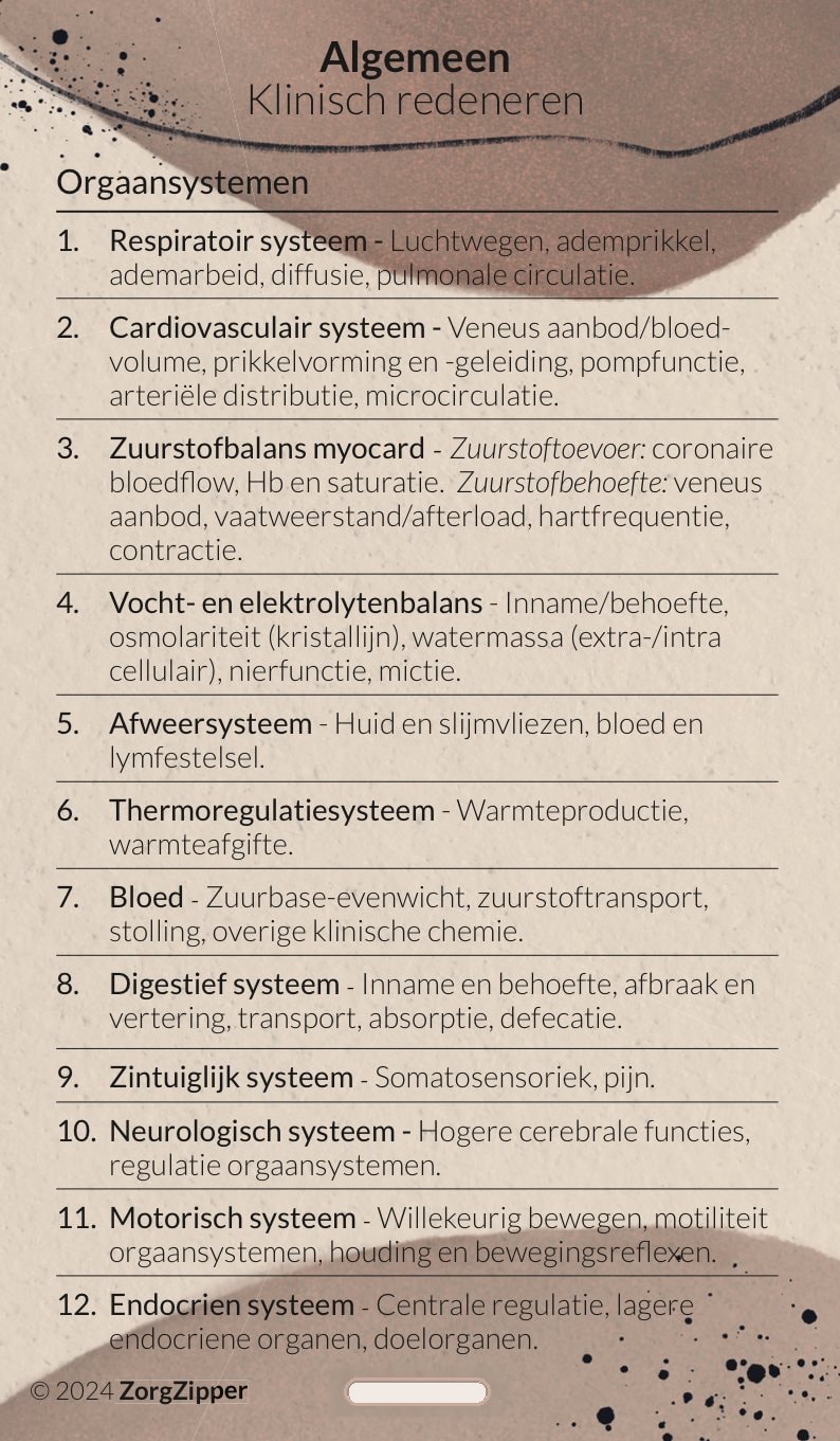 Achterkant van de kaart Algemeen: klinisch redeneren