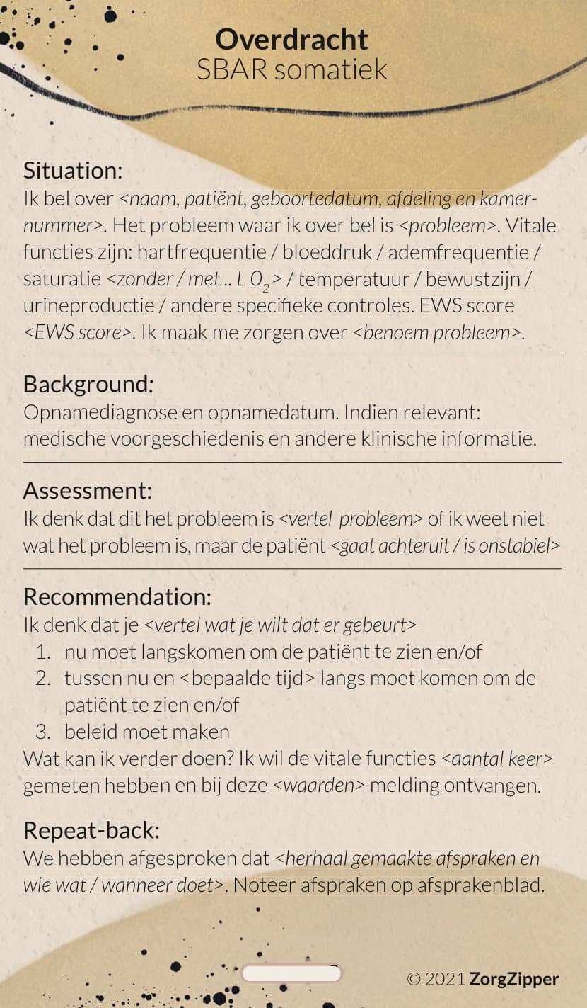 Overdracht: SBAR