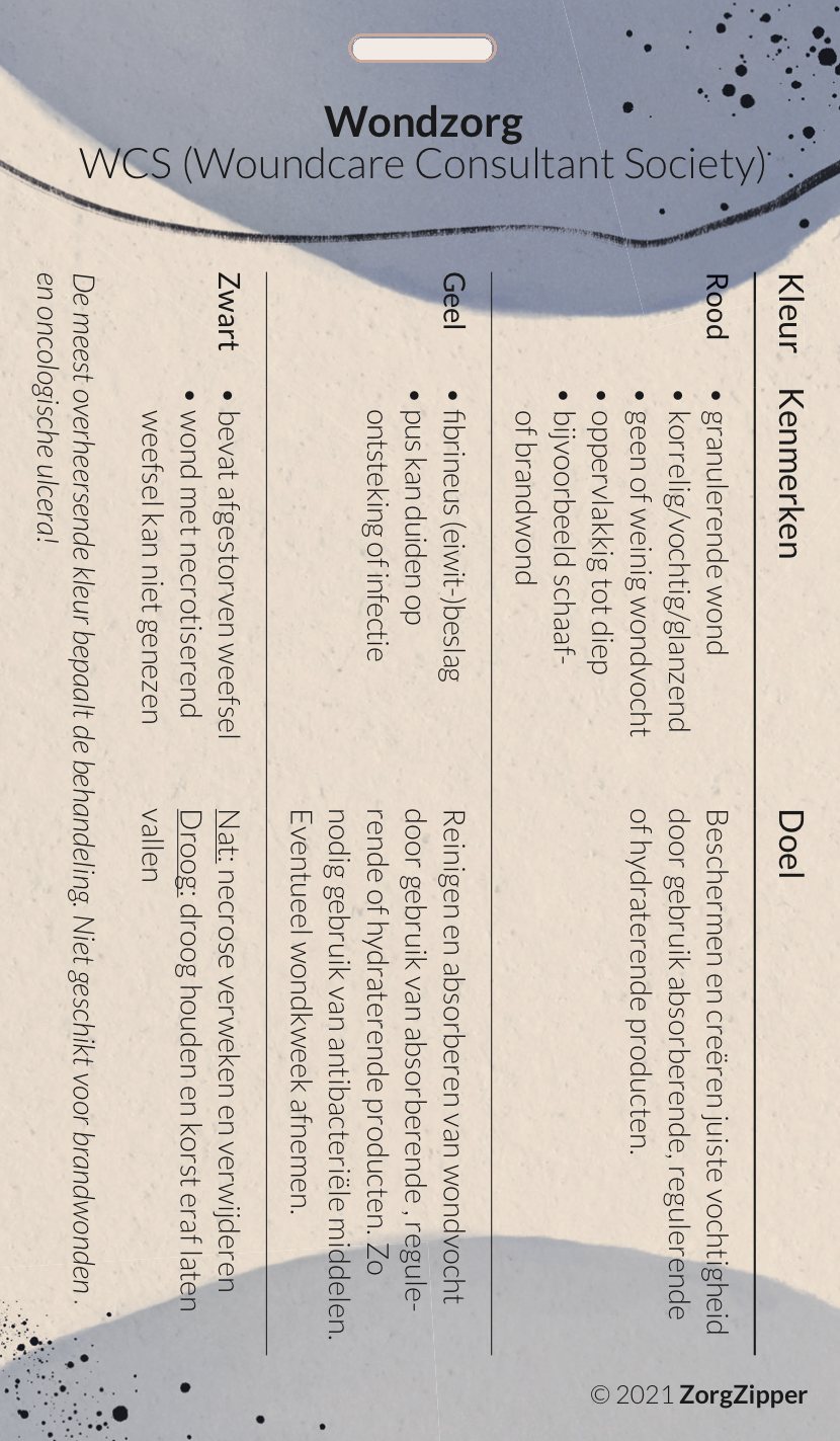 Achterkant van de kaart Wondzorg: TIME/WCS